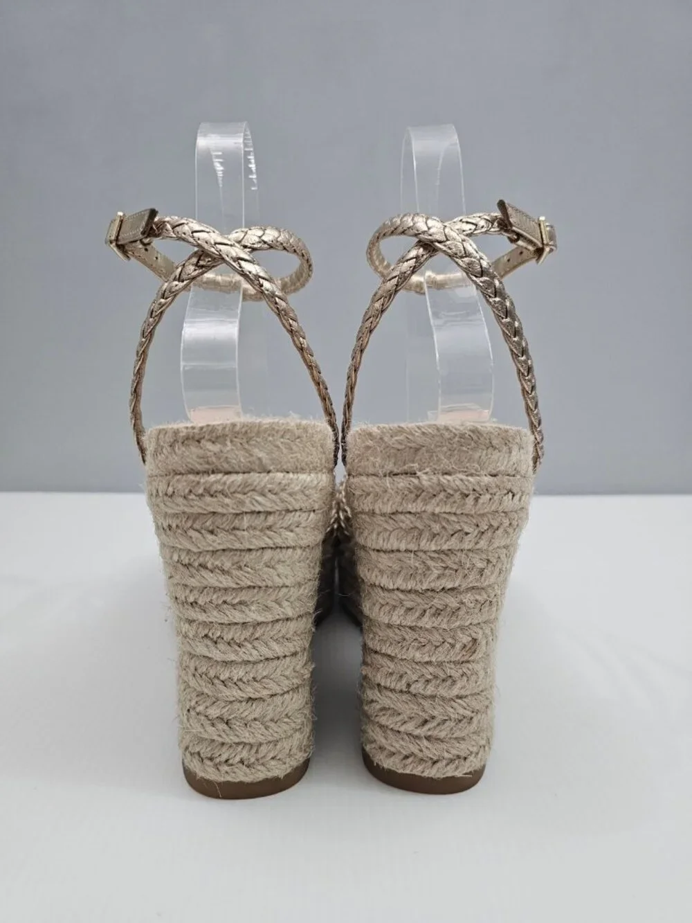 Loeffler Randall Pamela Mignon Espadrille Wedge Women 9 Champagne Knotted Sandal